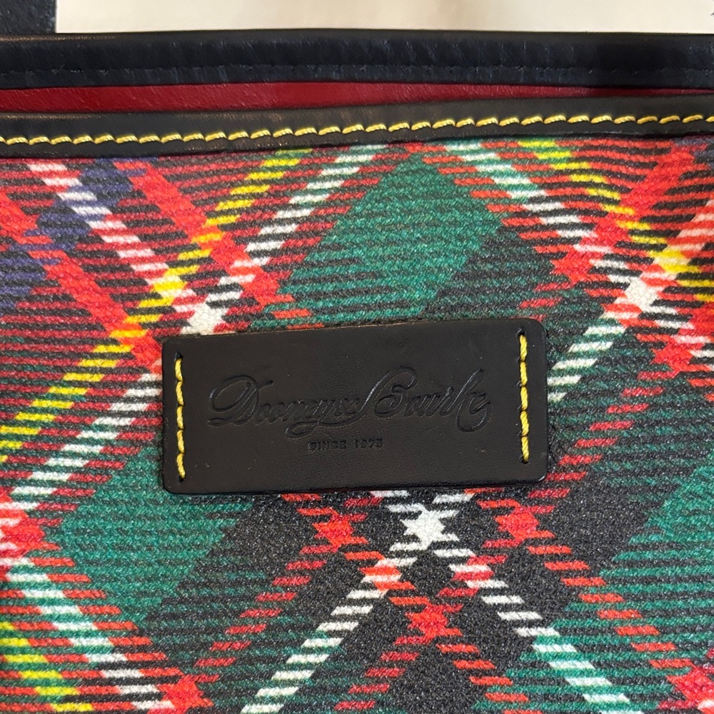 DOONEY & BURKE  Tartan Plaid Tote Bag with Black Trim - Red Multi - Picture 2 of 13